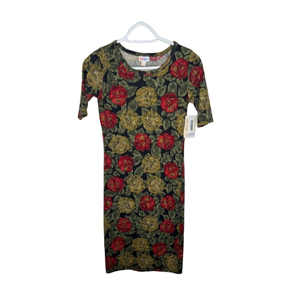 NWT LuLaRoe Floral Julia Dress Green XXS - Picture 1 of 4